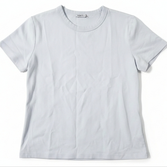 Zara Tops - Zara Basic Crew Neck Tee - Baby Blue - Size Medium
